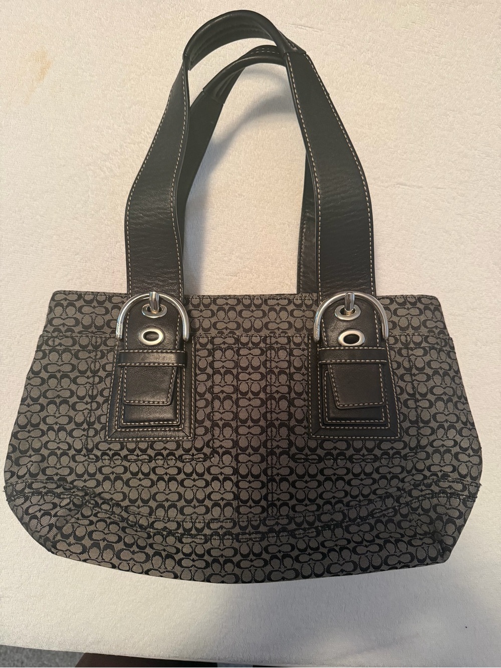 Coach Black & Gray Signature Shoulder Bag